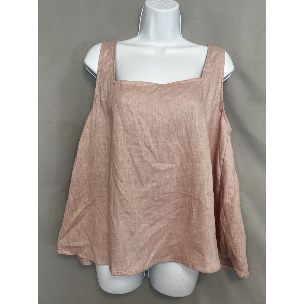 Amazhiyu Women's 100% Linen Top Pink Sz XL New